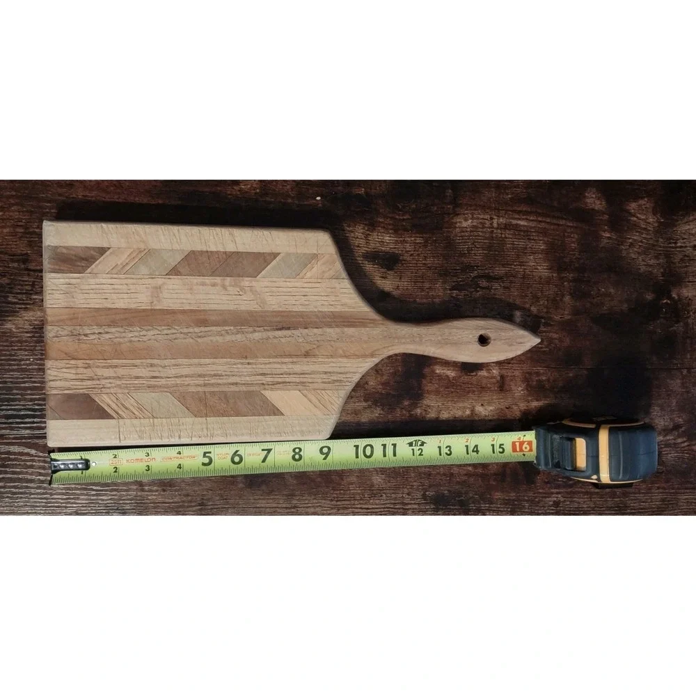 Artisan Handmade Chevron Charcuterie Board - 7x15 Walnut & Maple Inlay  1